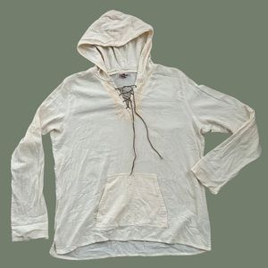 embroidered muslin lace up pullover cream poncho blouse